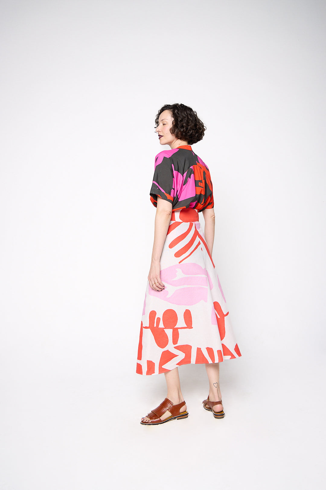 Saia Dobradiça Linho Estampado