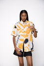 Camisa Manga Curta Linho Estampado