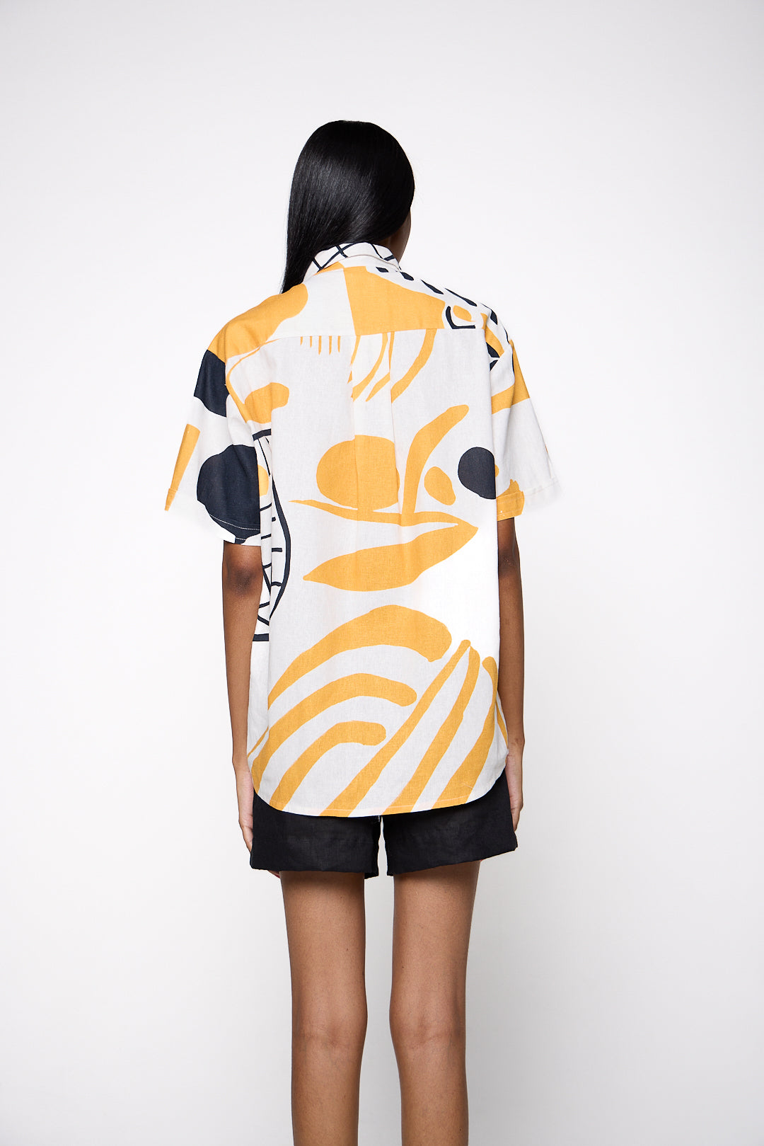Camisa Manga Curta Linho Estampado