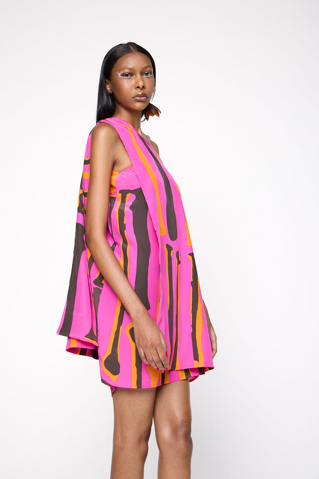Vestido Chicote Seda Estampado