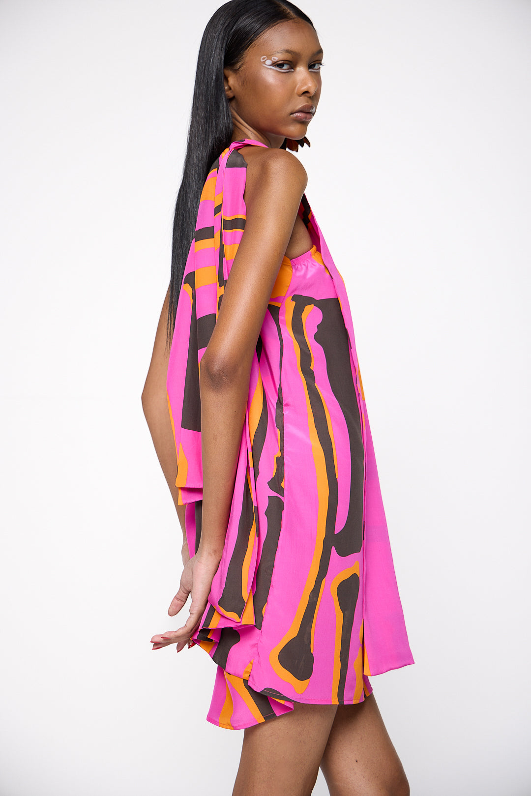 Vestido Chicote Seda Estampado