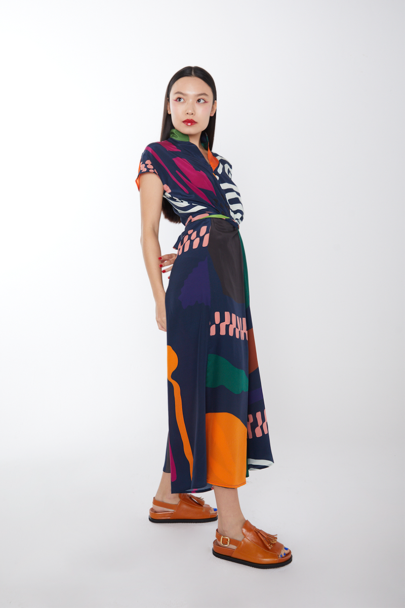 Macacão Bata Seda Estampado