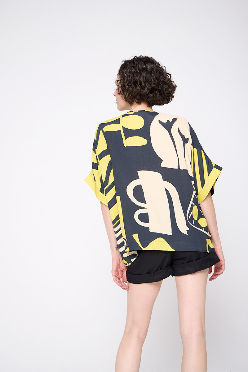 Top Dobradura Crepe Estampado