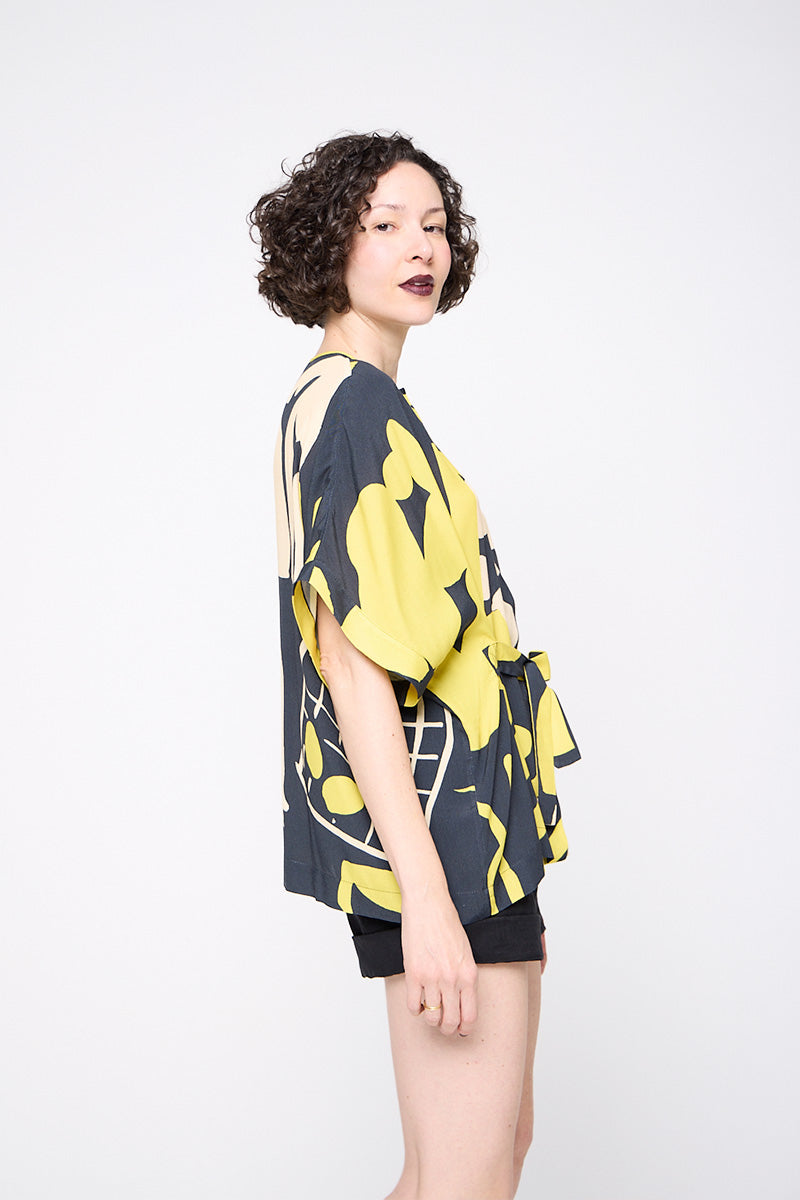 Top Dobradura Crepe Estampado