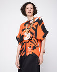 Top Dobradura Crepe Estampado