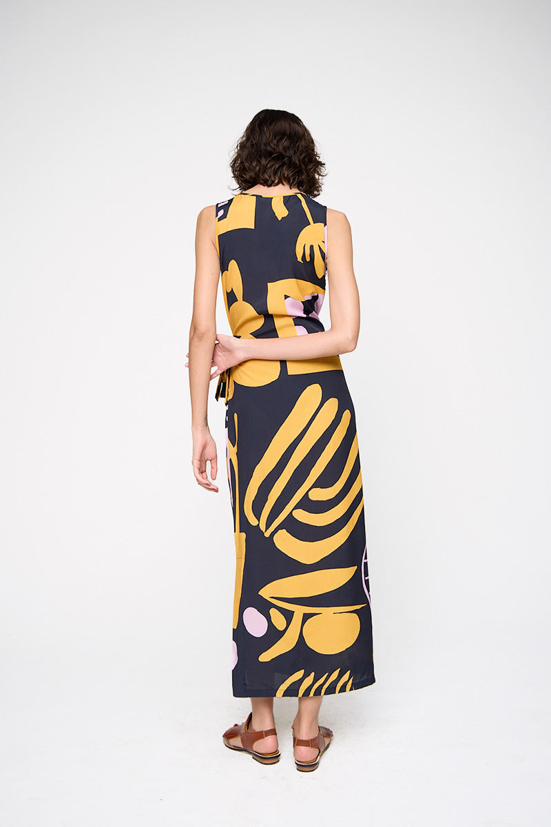 Vestido Ponei Longo Viscose Estampado