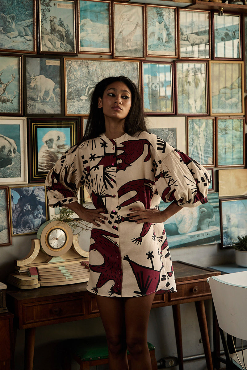 Vestido Seleiro Linho Estampado