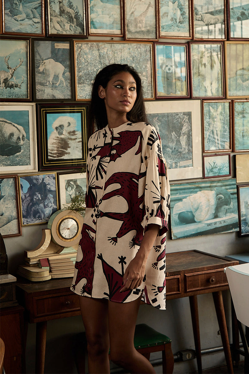Vestido Seleiro Linho Estampado
